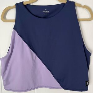 Colorblock Crop Top in Blue and Purple